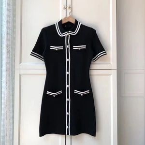 MAJE Pearl Buckle Slim Fit Knitting A-line Dress